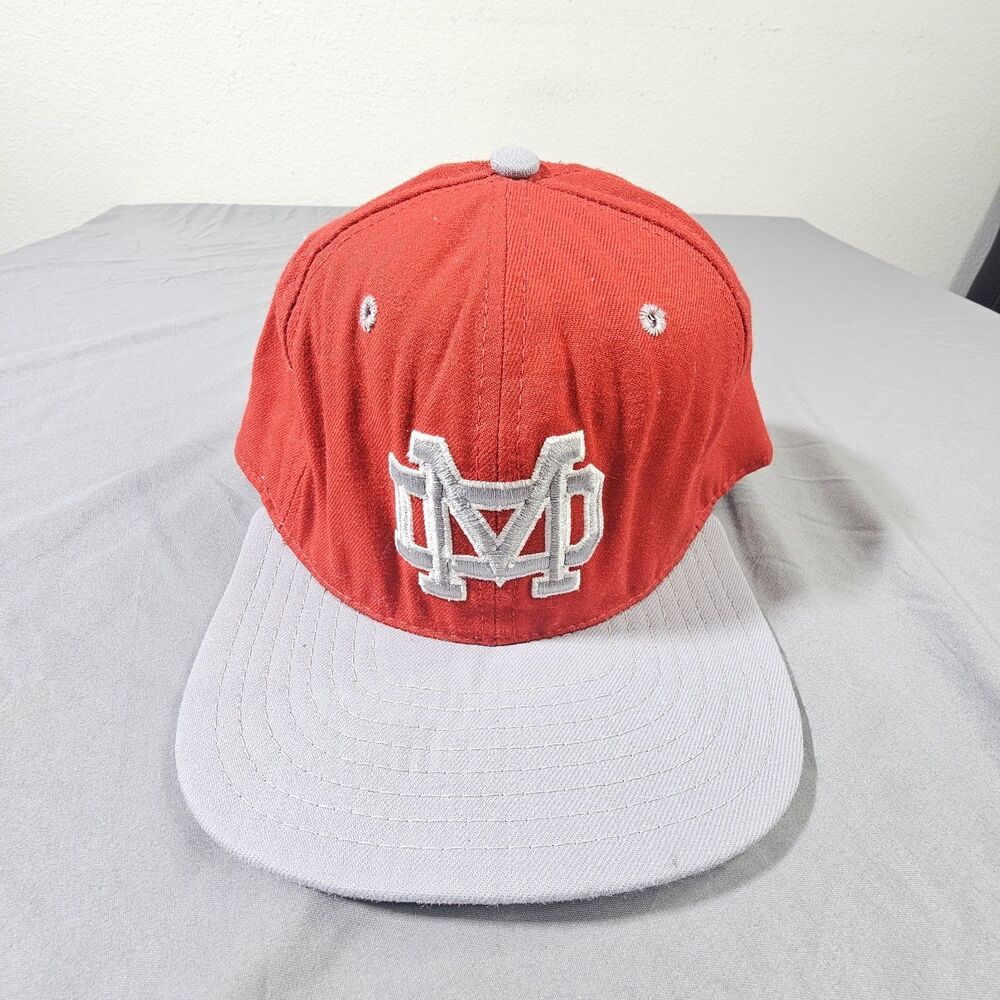 Vintage 80s 90s New Era Pro Model Mater Dei Snapback Hat Two Tone Grey Visor USA